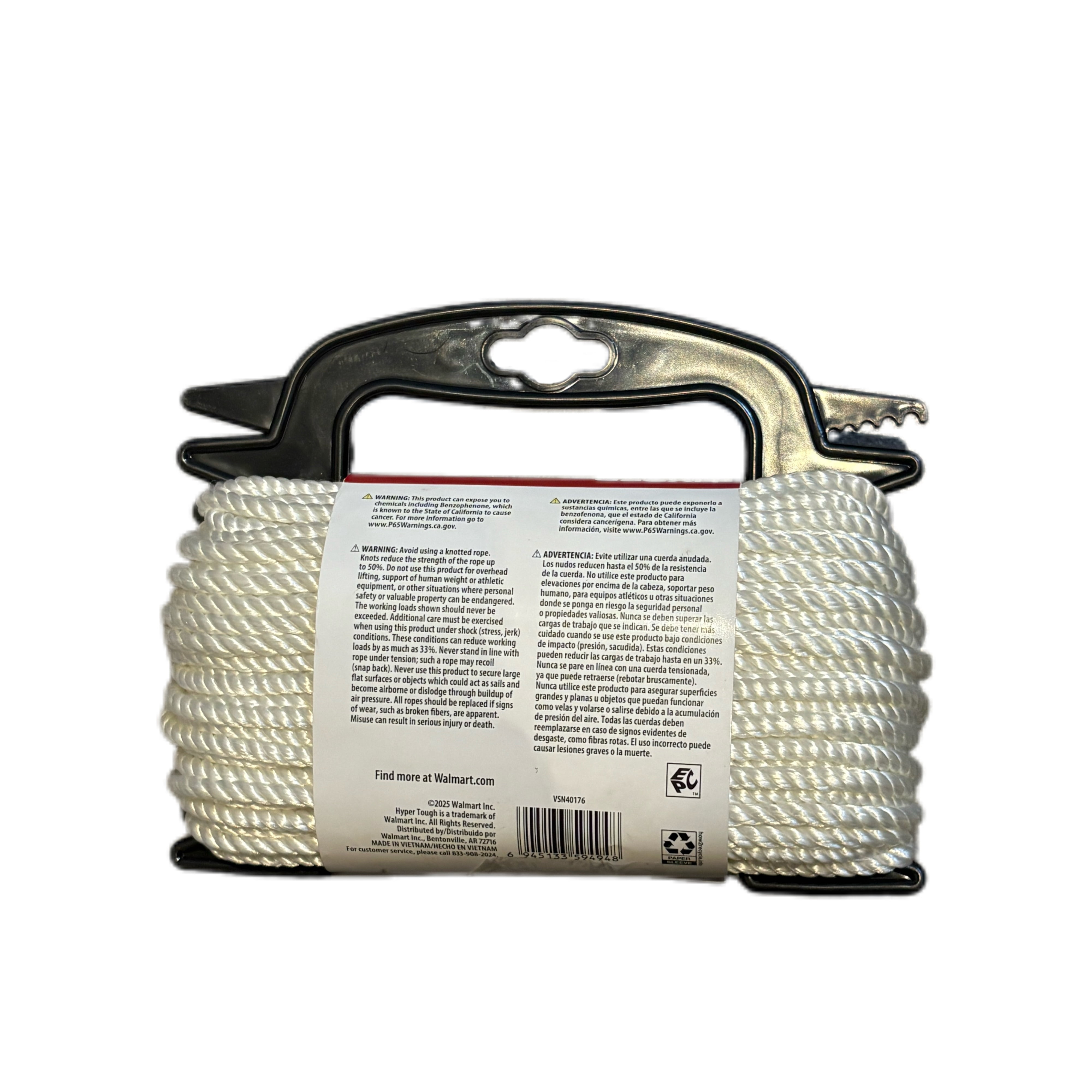 Hyper Tough Diameter 3/16 inch, 100 feet White Nylon Blend Twisted Rope, 1 Each