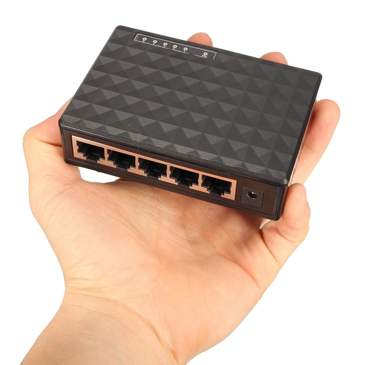 Upgraded 5 Port 10/100/1000Mbps Fast Ethernet LAN Desktop RJ45 Network Switch Hub Metal Desktop Switch with Power Adapter