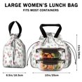 thumbnail image 5 of Pioneer Flower Floral Print Pattern Drawstring Insulated Lunch Bag for Women, Stain-Resistant Large Lunch Tote with Multi-Pockets for Work Office, 5 of 6