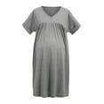 thumbnail image 2 of Clothes under $5 asdoklhq Maternity Clothes for Women,Minimalistic Solid Color Pleated Pocket Short Sleeve Maternity Woman Clothe Dress, 2 of 9