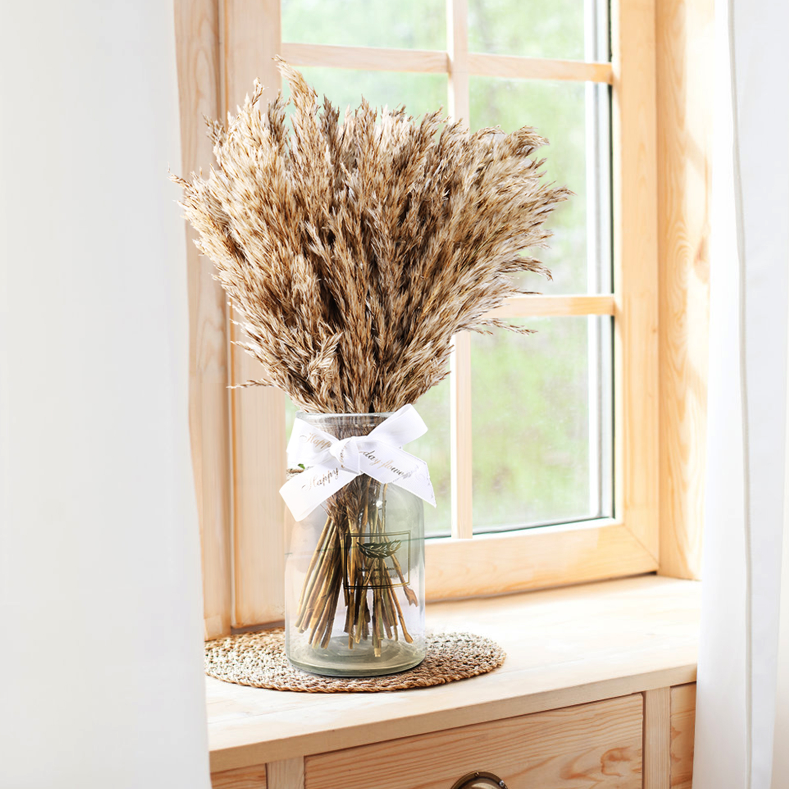 30 Pcs Natural Dried Pampas Grass Decor Brown Bouquet Dried Flowers