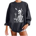 thumbnail image 1 of Sudadera extragrande de lana de manga larga con cuello redondo y estampado de calavera para mujer Pompotops gfhjh16791, 1 of 5