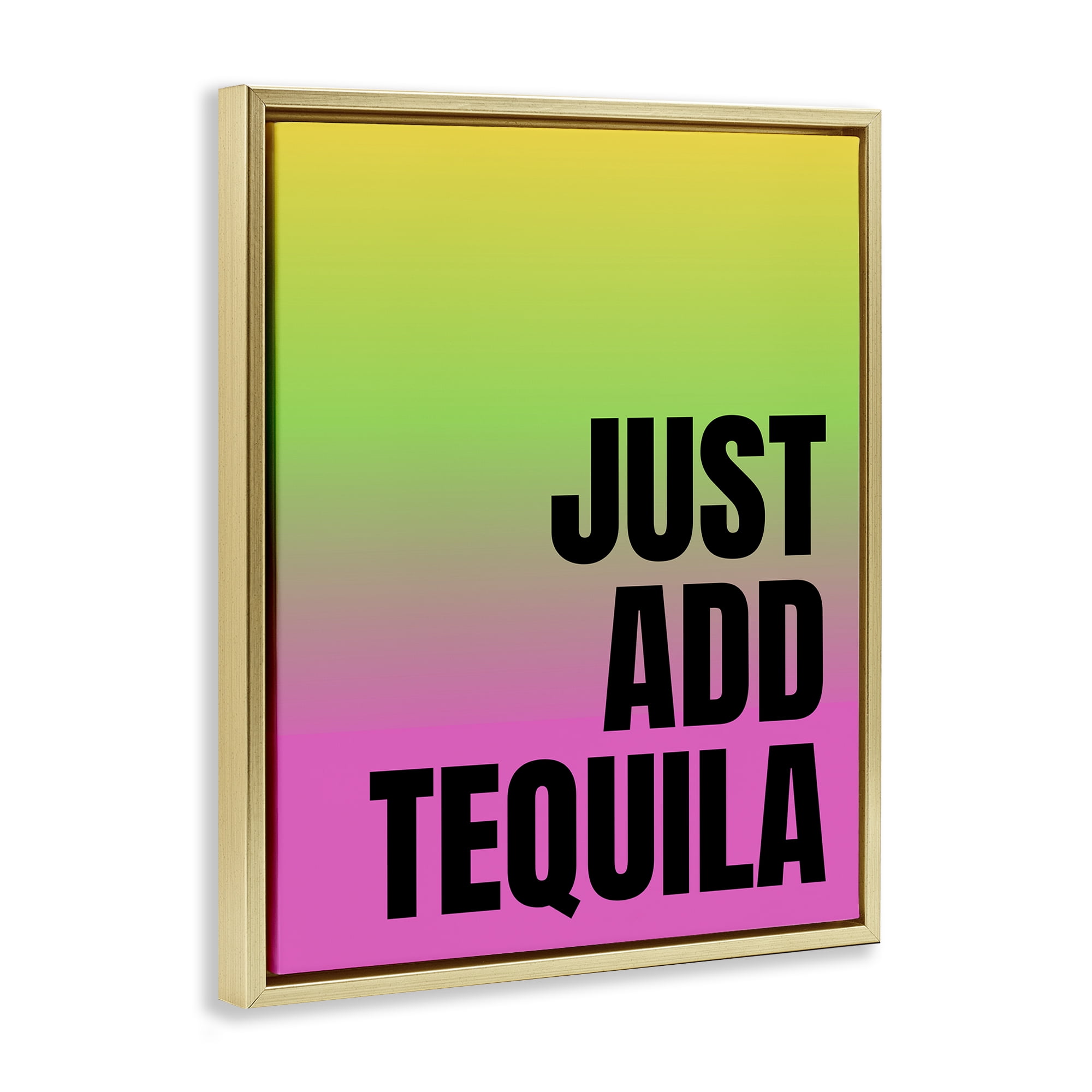 Stupell Industries Just Add Tequila Gradient Food & Beverage Painting Gold Floater Framed Canvas Art Print Wall Art, 17 x 21