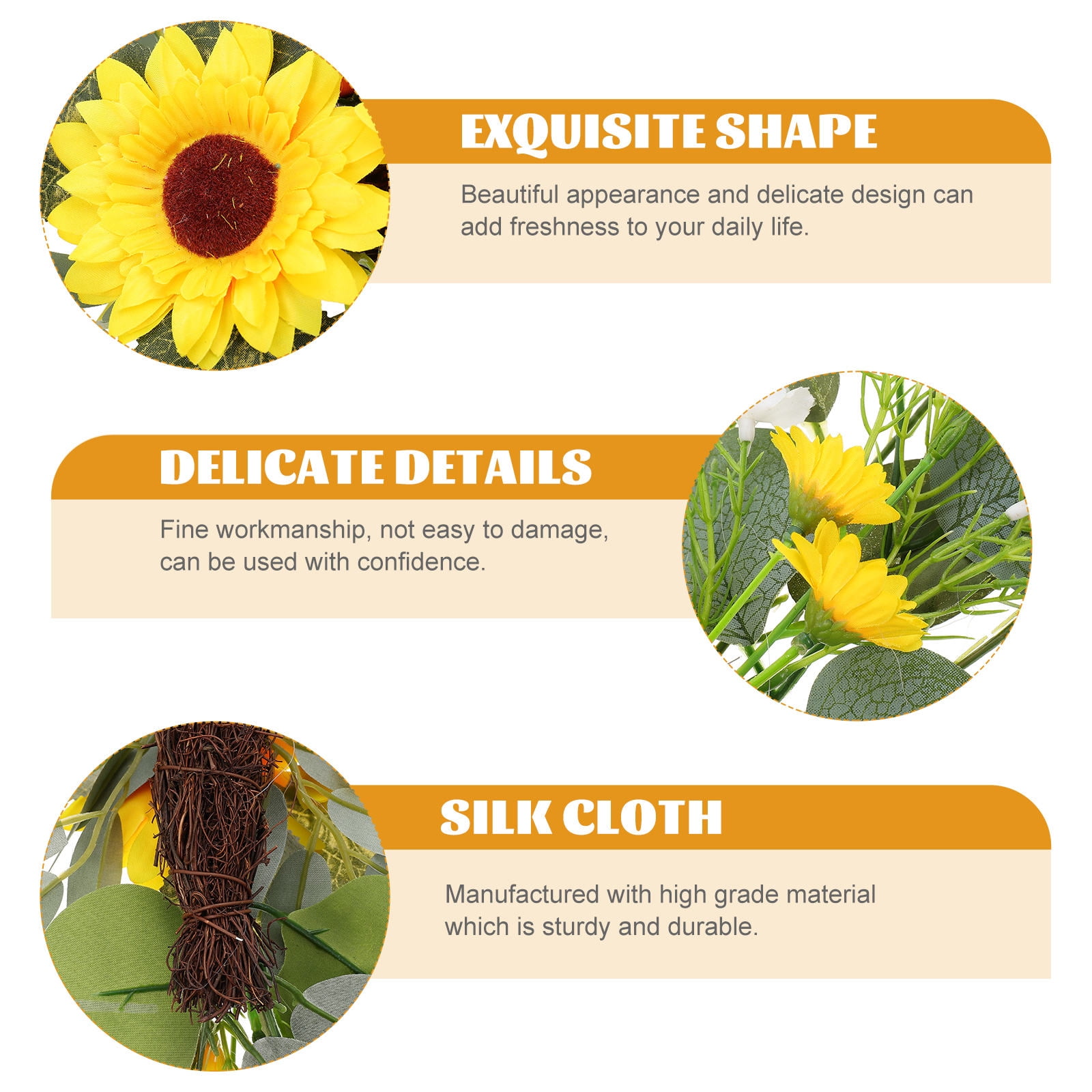 LOLIPPYY 2-Pack Artificial Sunflower Floral Swag for Flower Arrangements, Bouquets, Hair Accessories and Crafts