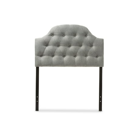 Baxton Studio Morris Modern and Contemporary Grey Fabric Upholstered Button-Tufted Scalloped Twin Size
