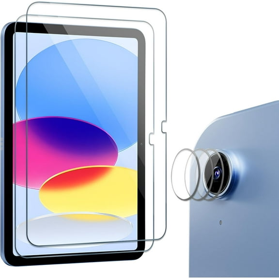 2 3 Pack Tempered Screen Protector for iPad 10th Generation with Camera Lens Protector, Protective Glass Film Guard for 10.9” iPad 10 Gen 2022