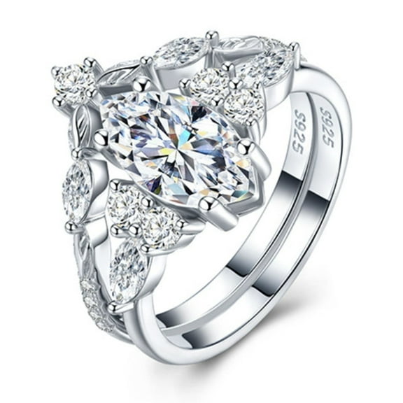 2 Carat Moissanite Ring Set for Women D Color VVS1 Marquise Engagement Ring Set 925 Sterling Silver Stackable Bridal Sets Wedding Rings Size 6-8