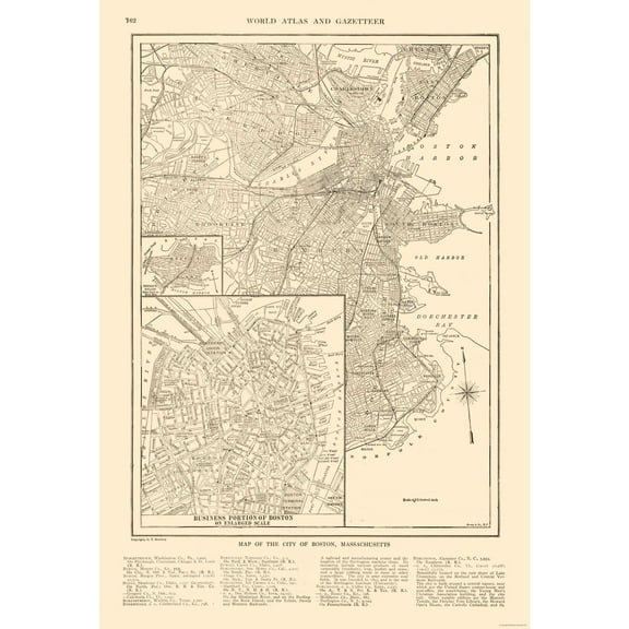 Historic City Map - Boston Massachusetts - Reynold 1921 - Vintage Wall Art