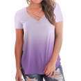 thumbnail image 2 of DailyTrove Women's Ombre V-Neck Short Sleeve T-Shirt - Gradient Casual Top, Soft for Daily Wear & Layering, 2 of 6