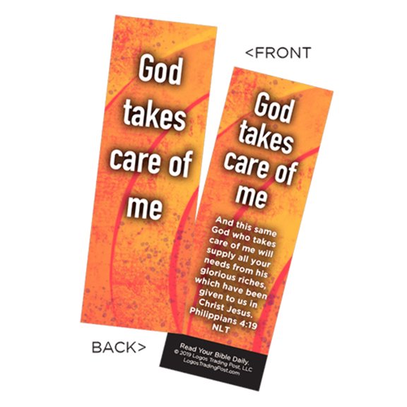 Children's Christian Bookmark, God Takes Care of Me, Philippians 4:19 - Pack of 25 - Christian Bookmarks
