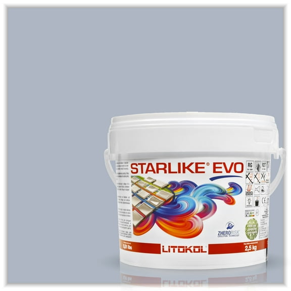 Starlike EVO Glamour Collection Epoxy Tile Grout - Azzurro Polvere FETI1003, 2.5 kg/5.5 lbs Indoor/Outdoor Tile Adhesive and Two-Part Epoxy Grout for Shower, Pool, Bathroom, or Kitchen Walls or Floor