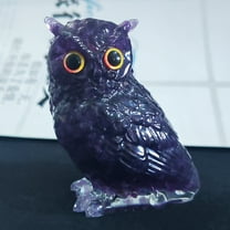1Pcs Handcrafted Crystal Owl Statue,Owl Animal Figurines Attract Wealth Lucky Home Decor Desktop Ornaments Decoration，Purple