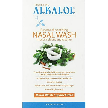 2 Pack Alkalol Natural Soothing Nasal Wash Mucus Solvent Cleaner Kit 16oz Each
