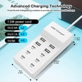thumbnail image 3 of Yolispa 10-Port USB C Charging Dock, 6 USB-C & 4 USB-A Ports, 50W Multi-Port Charger for iPhone, Samsung, Tablet, 3 of 11