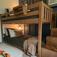 thumbnail image 5 of Max & Lily Solid Wood Twin over Twin Low Bunk Bed for Kids with Staircase, Pecan, 5 of 13
