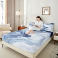 thumbnail image 4 of Homewish Abstract Art Fluid Twin Sheet Sets,Marble Texture Twin Fitted Sheet,Blue White Flat Sheet For Girls Boys,Breathable Home Decor,3pcs, 4 of 7
