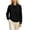 Black, variant on Women's Contrast Trim Collar Long Sleeve Top - Loose Fit 3-Button Placket Ribbed Cuff Casual Pullover