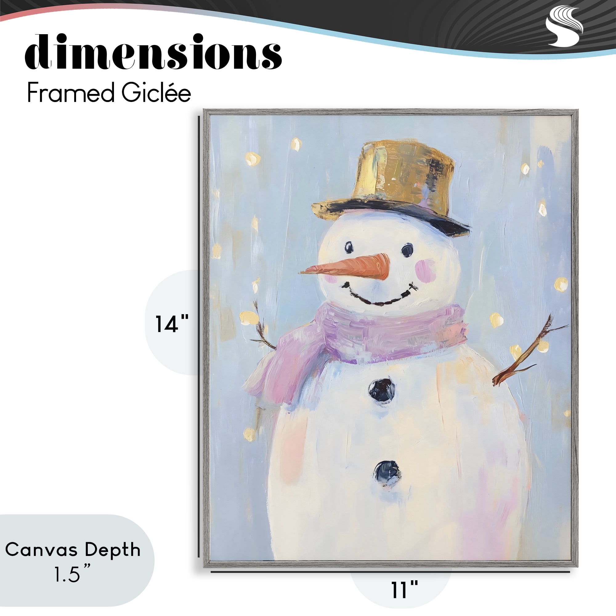 Stupell Industries Cheerful Pastel Snowman Gray Framed Giclee Art, design by The Prints Vibe