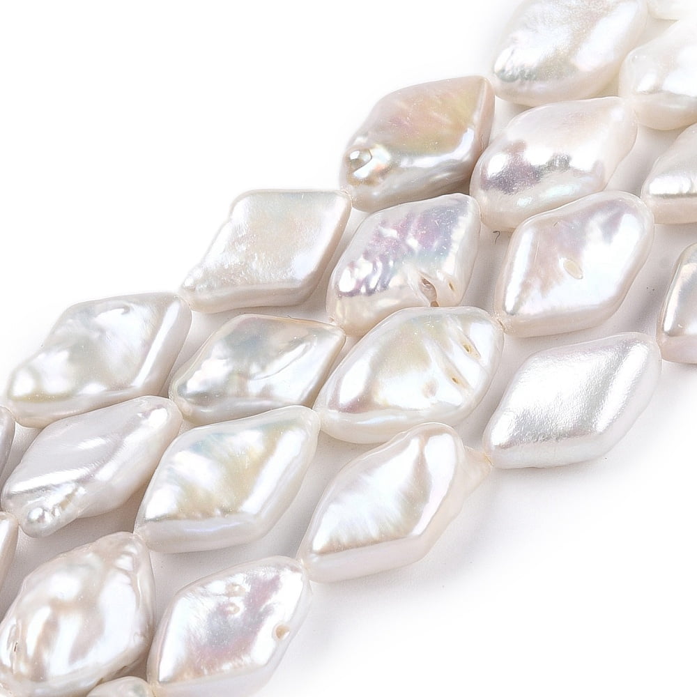 1strand Natural Keshi Pearl Beads Strands Natural Nucleated Pearl Rhombus Seashell color 14~19x9.5~13.5x4.5~8mm Hole: 0.6mm about 22~23pcs/strand 14.65~15.28''(37.2~38.8cm) Brown