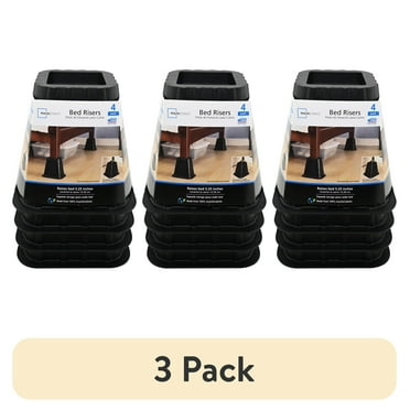 (3 pack) Mainstays Black Plastic Bed Risers, Raise Your Bed to Create Storage Space, 4 Pack, Assembled Length 6.50 in x Width 6.50 in x Height 6 in