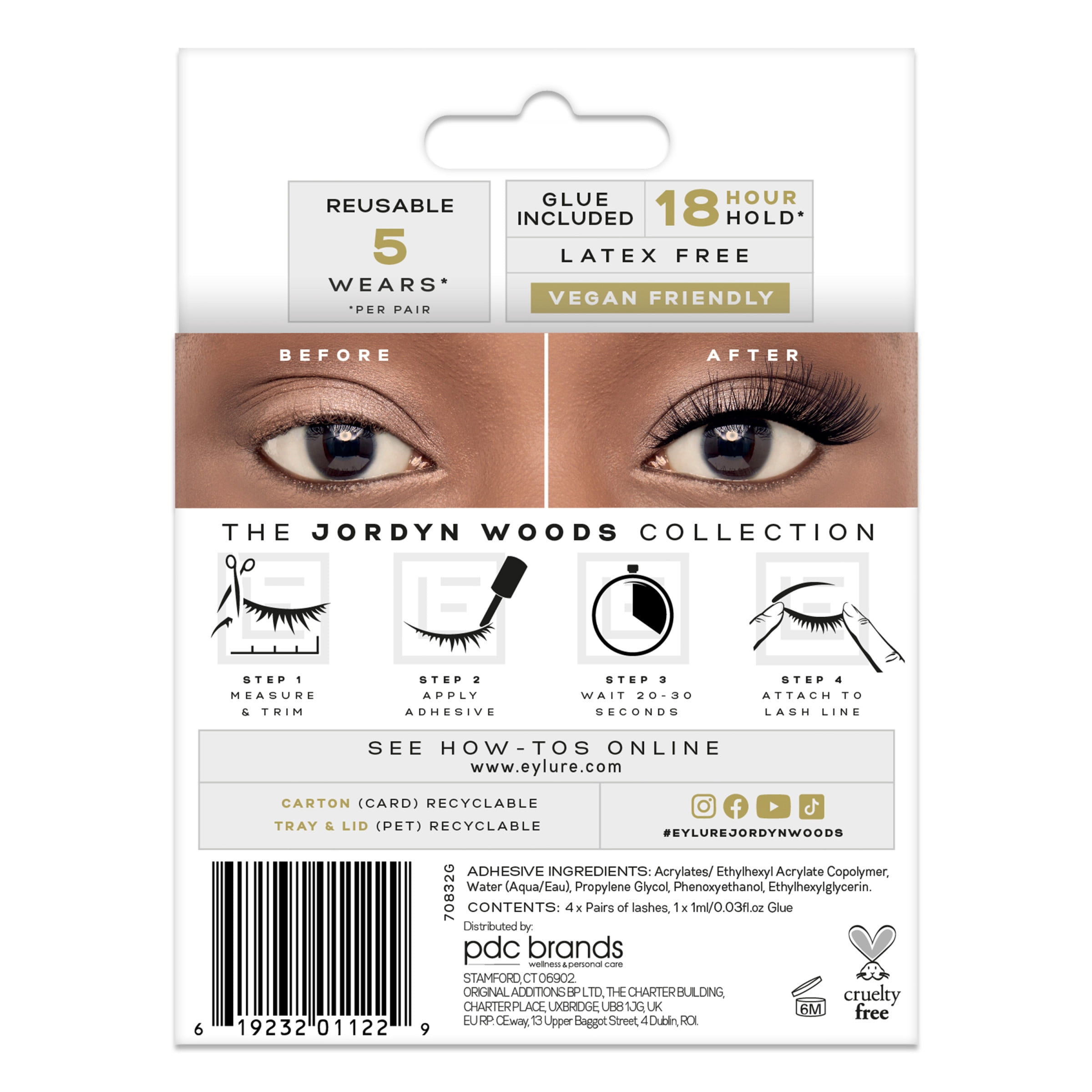 Eylure x Jordyn Woods False Eyelashes, Luxe Lashes, Tropic Like It's Hot - 4 Pair