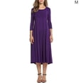 thumbnail image 3 of facefd Robe Femme Col Rond Costume Automne Manches Mi-Automne Grande Robe Évasée Violette m, 3 of 6