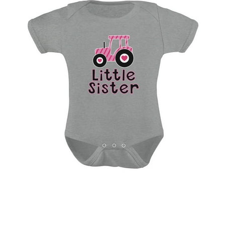 

Tstars Girls Little Sister Newborn Clothes Gift for Little Sister Little Sister Cute Pink Tractor Cute Little Sister Shirt Baby Girl Baby Bodysuit