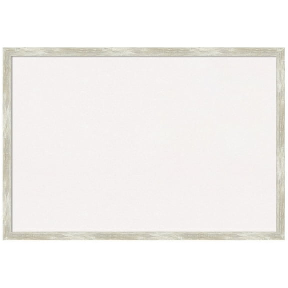 Amanti Art White Cork Board Framed Crackled Metallic Narrow Bulletin Board 38 in. x 26 in.