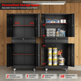 thumbnail image 5 of Ktaxon 71" Tall Steel Storage Cabinet with 4 Locking Doors & Lockable Drawer, Adjustable Shelves, Rolling Pantry Cupboard, Black, 5 of 10