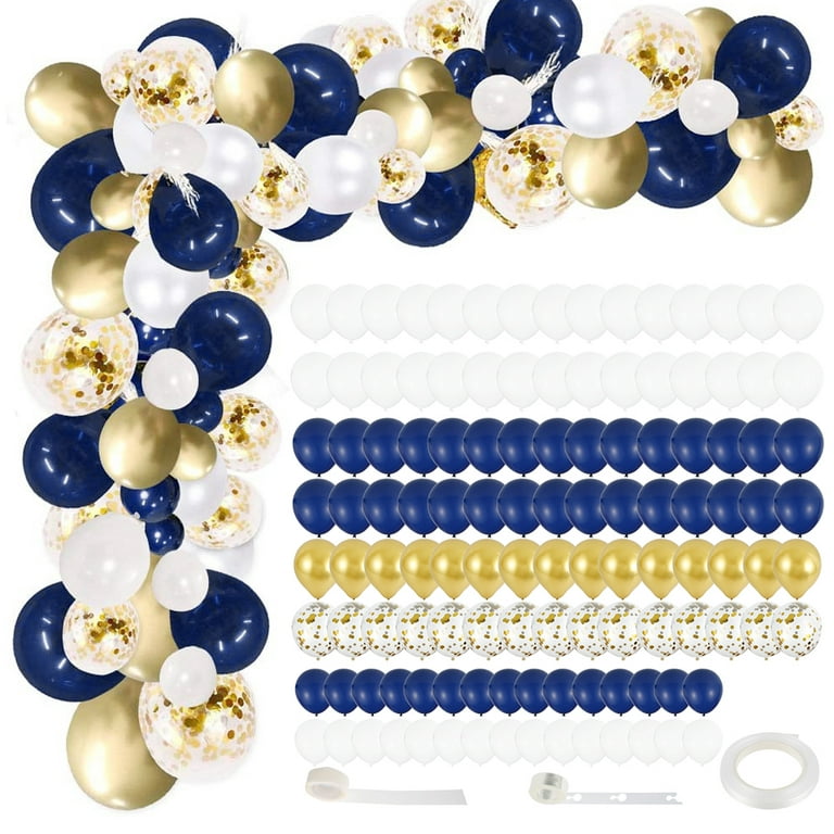 123 Navy Blue Balloon Garland kit,Silver Metallic Confetti And White B – If  you say i do