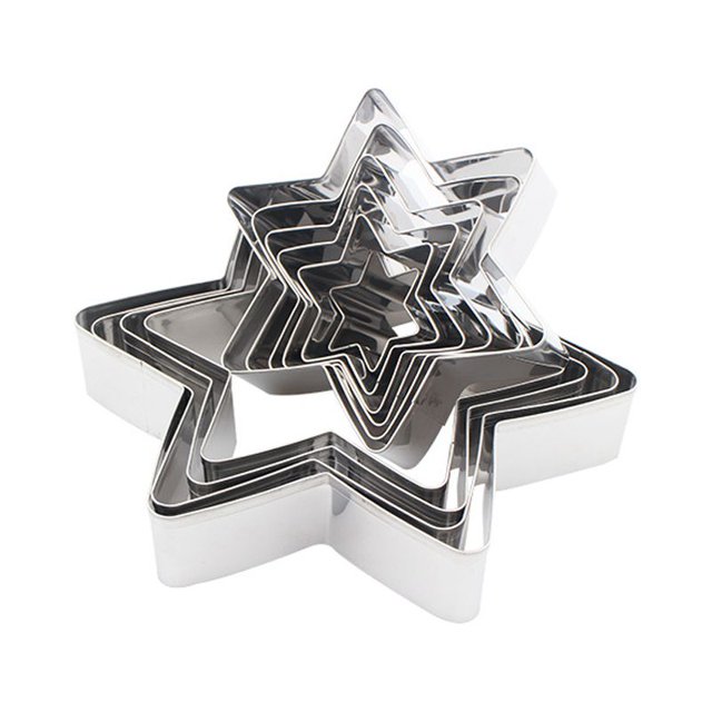 Molde de estrella Hexagonal de 10 piezas, acero inoxidable, molde para hornear pasteles y galletas, productos hechos a mano DIY para niños