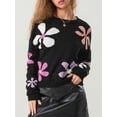 thumbnail image 6 of Michellecmm  Women's Floral Print Sweaters Long Sleeve Drop Shoulder Loose Pullover, 6 of 9