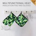 thumbnail image 4 of Yayeee Oven Mitts and Pot Holder Set of 2 Heat Resistant Kitchen Gloves Baking Hot Pad, Green Camouflage Pattern, 4 of 5