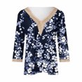 thumbnail image 4 of Sokhug Womens Summer Tops 2026 Dressy Casual Lace V Neck 3/4 Sleeve Shirts Trendy Printed Crochet Blouses Cute Boho Outfits, 4 of 5