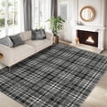 thumbnail image 2 of HIWEAVER Gray 10' x 13' Distressed Neutral Plaid Area Rug for Living Room Washable Non Slip Modern Checked Indoor Carpet for Bedroom Decor Low Pile Farmhouse Floor Cover, 2 of 6