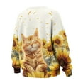 thumbnail image 5 of HELLHERO Sunflower Cat Print Women Pullover Tops Long Sleeve, Crewneck Sweatshirt 2025 Fashion Comfy Oversized Sweatshirt Size M, 5 of 7