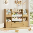 thumbnail image 5 of Hiphuta Kids Bookcase Toy Storage Organizer, Wooden Toy Organizer of 4 Bins& 1 Removable Drawers for Home Bedroom, Kids Bookshelf Toy Box with Book Rack, Natural, 5 of 8