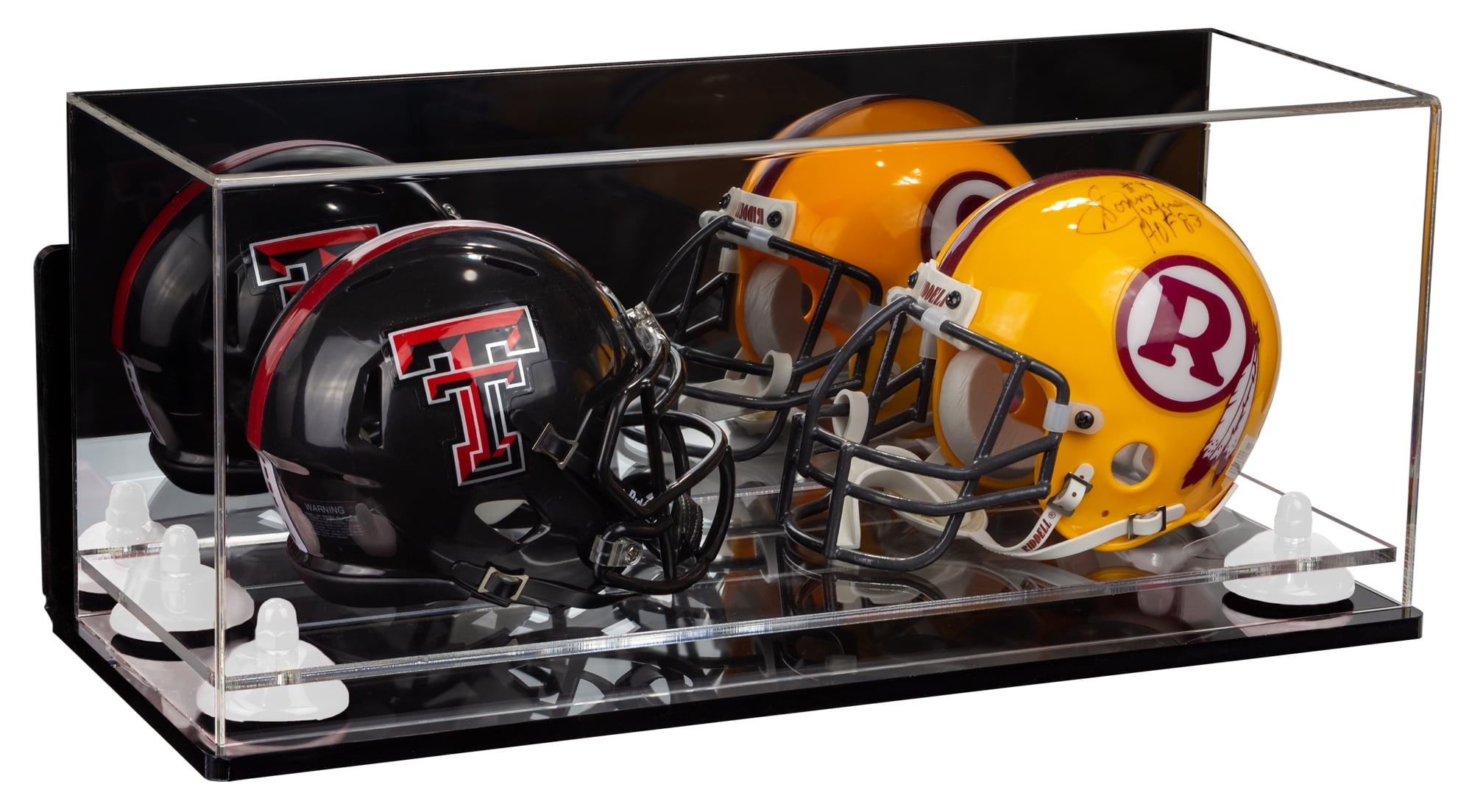 2 Mini Football Helmet Display Case (not Full Size) Clear Acrylic Plexiglass with Mirror, Wall