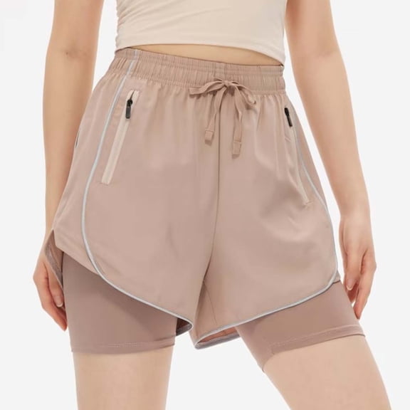 yillto Women Athletic Shorts with Liner Quick Dry Running Workout Shorts Elastic Waist Lightweight Pant with Pockets