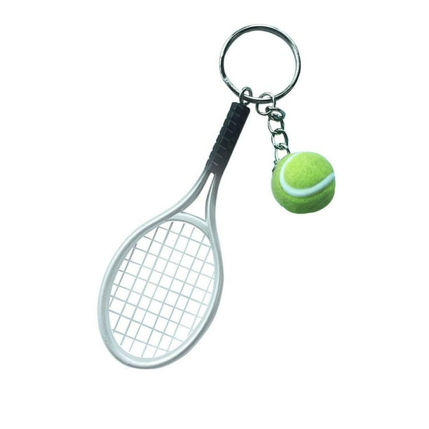 Colgante creativo de pelota de tenis 3D para llavero, accesorio para llavero Plata