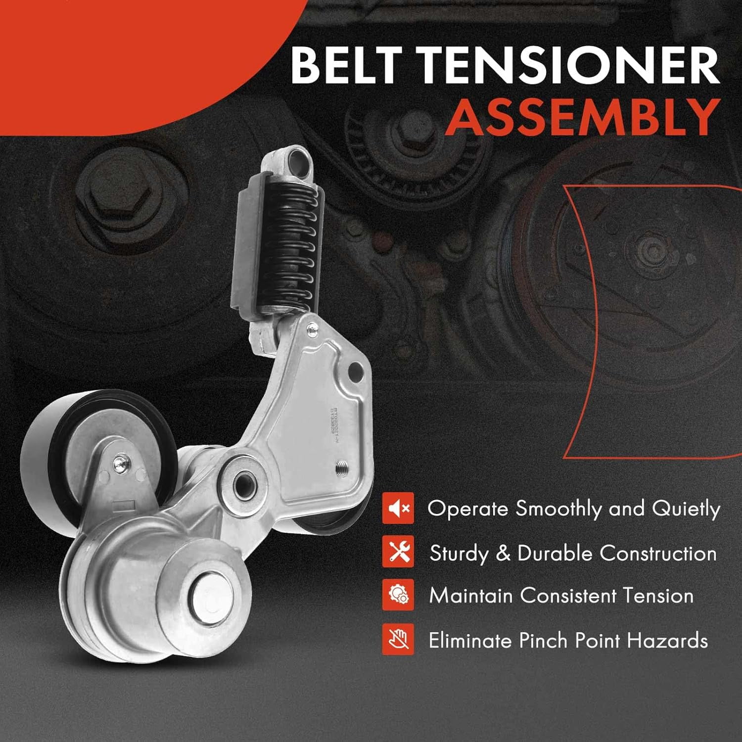 A-Premium Belt Tensioner Assembly with Pulley Compatible with Chevrolet Malibu 2008-2010 2013-2014, Impala 2014 & Buick LaCrosse, Regal 2012-2016 & Saturn Aura, Vue, Replace# 12663047, 12655192