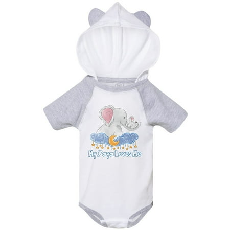 

Inktastic My Yaya Loves Me Cute Elephants Clouds Moon and Stars Gift Baby Boy or Baby Girl Bodysuit