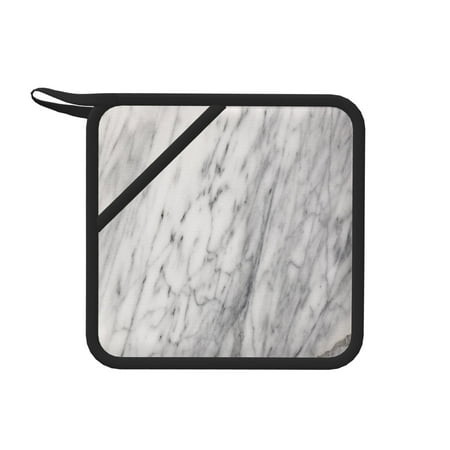 

1 Pc Silicone Anti-Hot Hot Pads Oven Mitts Heat Resistant Pot Holders With Pockets Non Slip Oven Glove Potholder For Kitchen Cooking Bbq Baking 7.1in White Marble Texture