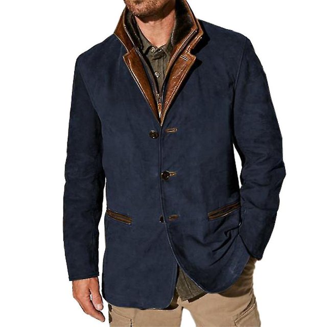 Men's Jacket Vintage Fleece Suede Jackets Fall Winter Outdoor Daily Blazer-good