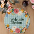 thumbnail image 3 of Spring Flowers Round 13 Inch Placemats Set of 6, Nature Botanical Wildflower Garden Plaid HeatResistant Non Slip Place Mats for Dining Table, Wipeable Braided Kitchen Table Mats for Housewarming, 3 of 9