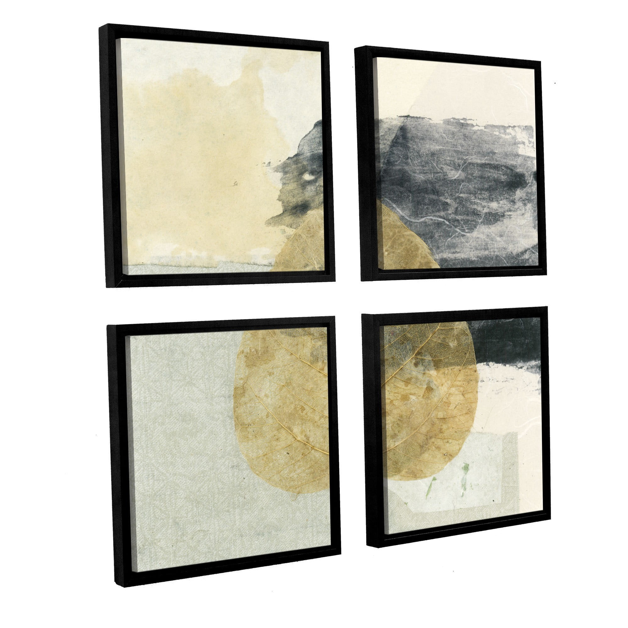 ArtWall Elena Ray "Wabi-Sabi Bodhi Leaf Collage 3" 4-Piece Floater-framed Canvas Square Set