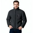 thumbnail image 2 of CharmCyan Men Fleece Jacket Full Zip Stand Collar Warm Outerwear with Chest Pocket and Elastic Cuffs for Outdoor Activities Dark Gray 2XL, 2 of 2