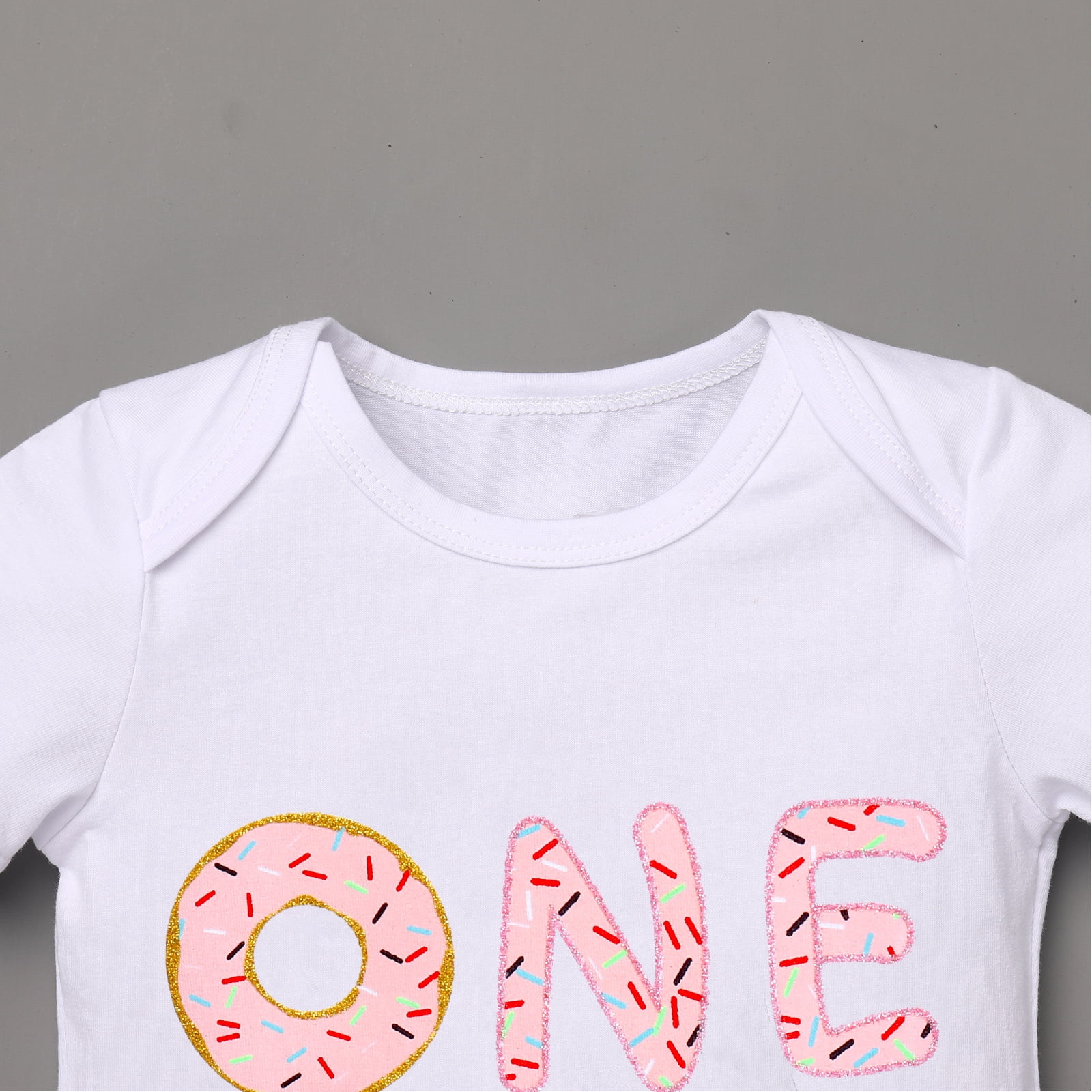 IBTOM CASTLE Baby Girls Donut One Half 1st/2nd Birthday Outfit Sweet Romper Tutu Dress Leggings Princess Skirt Clothes Set 1 Year Donut White-one
