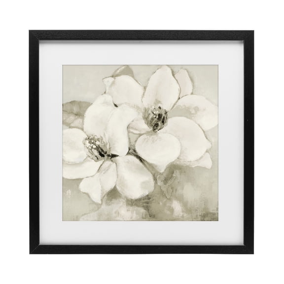 Stupell Industries Subtle Beige Magnolias Black Framed Print Under Glass, design by Lanie Loreth