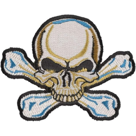 Blue & White Skull Patch, Skull & Crossbones Patches